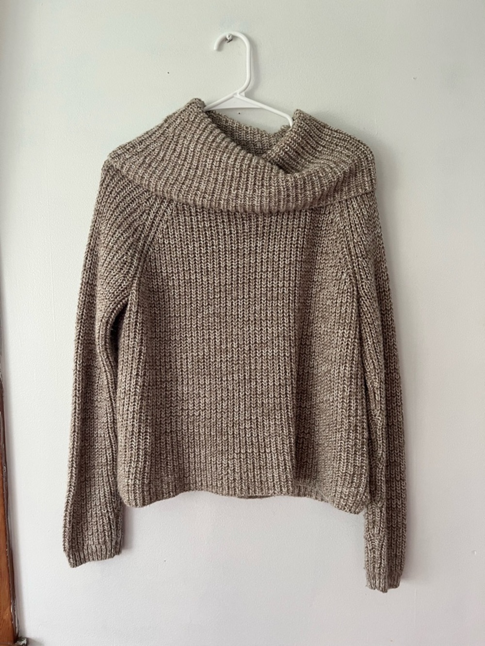 Tan cowl neck knit sweater large
